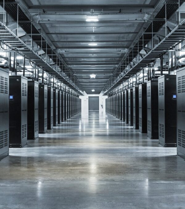 The data center houses tens of thousands of servers.